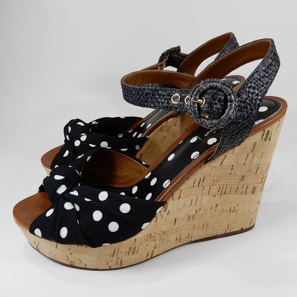 DOLCE & GABBANA Polka Dot Knot Cork Wedge Platform SANDALS Size 41 10.5 11 NEW - Picture 10 of 14